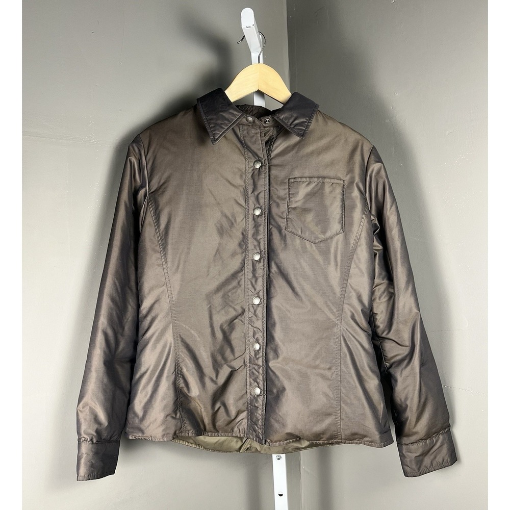 Banana Republic Puffer Down Jacket Shimmery Brown Shell Coat Women's XS